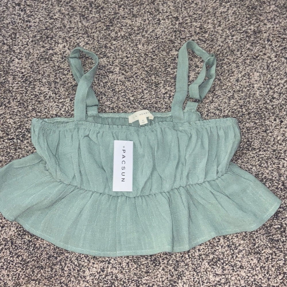 sage green pacsun cropped tank top